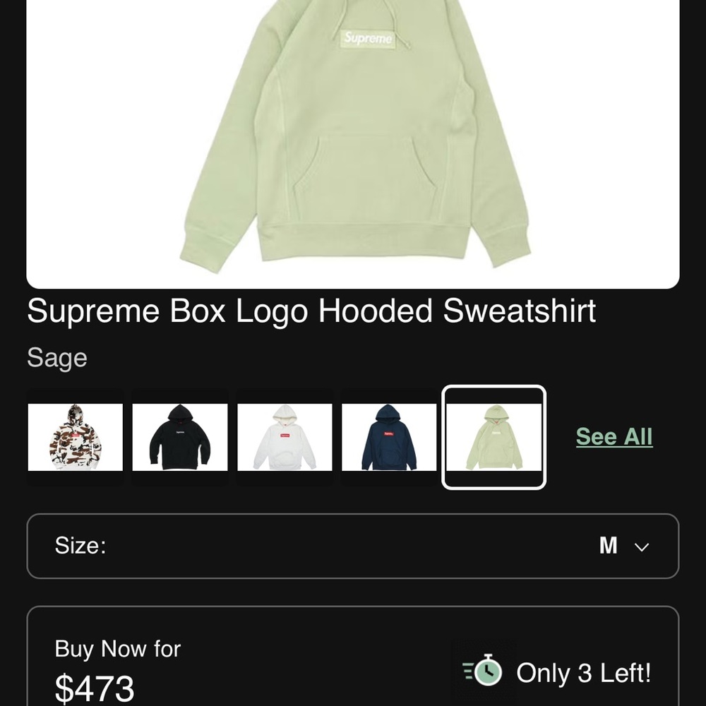 Supreme Olive Green Hoodie with Red Tag